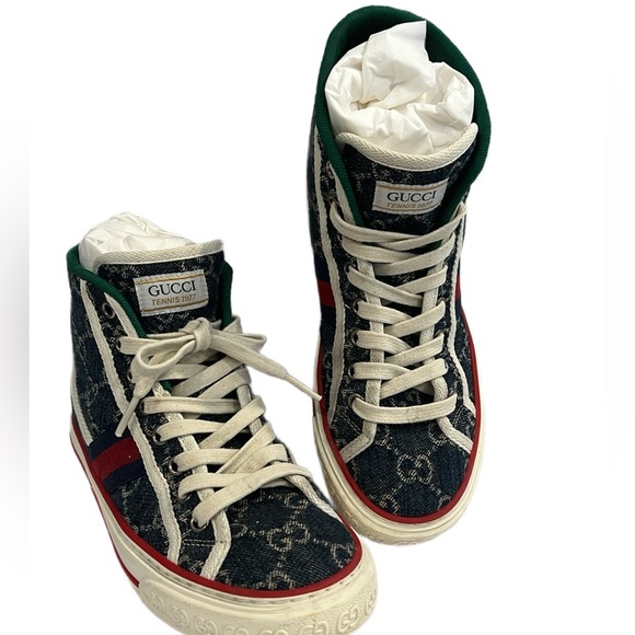Gucci Other - Gucci 1977 Denim High-Tops - Blue, Red, and Green